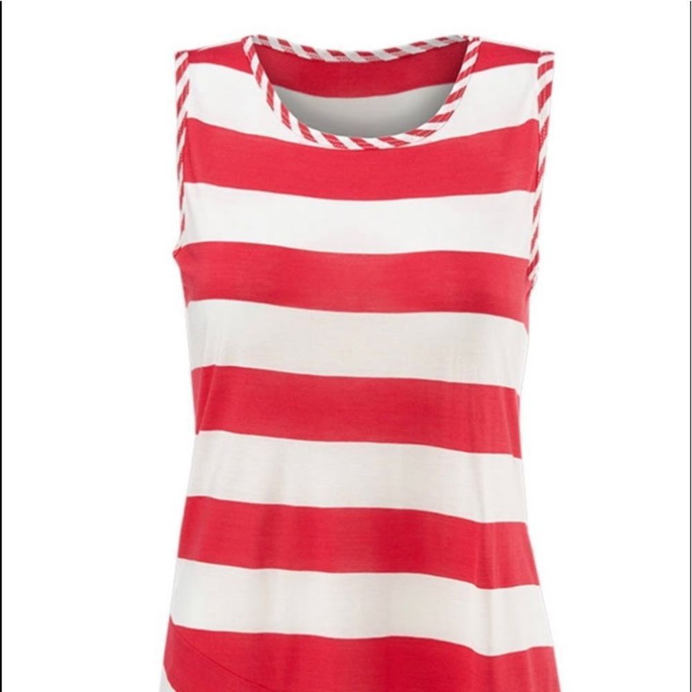 CAbi Top Stripe 5198 Carnival Carousel Soft Sleeveless Tee Medium Red Spring